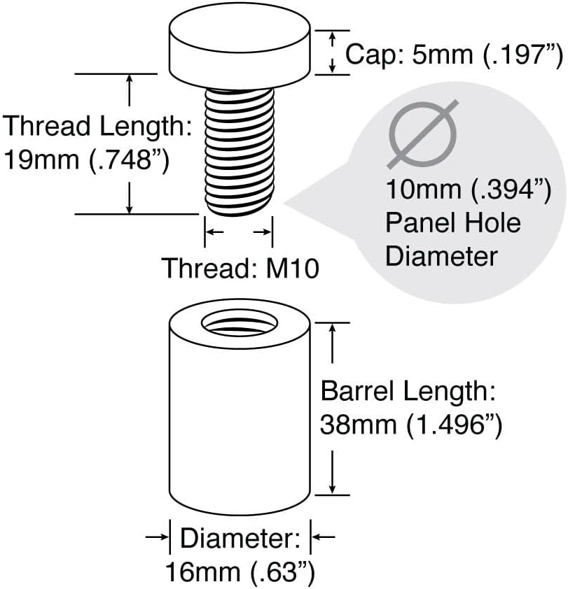 Stainless Steel Standoff 5/8 Inch Diameter x 1-1/2 Inch Barrel Length Brushed Finish for PVC, Glass and Acrylic Sign Stand Off Wall Anchors and Screws 100 Piece Commercial Space Pack