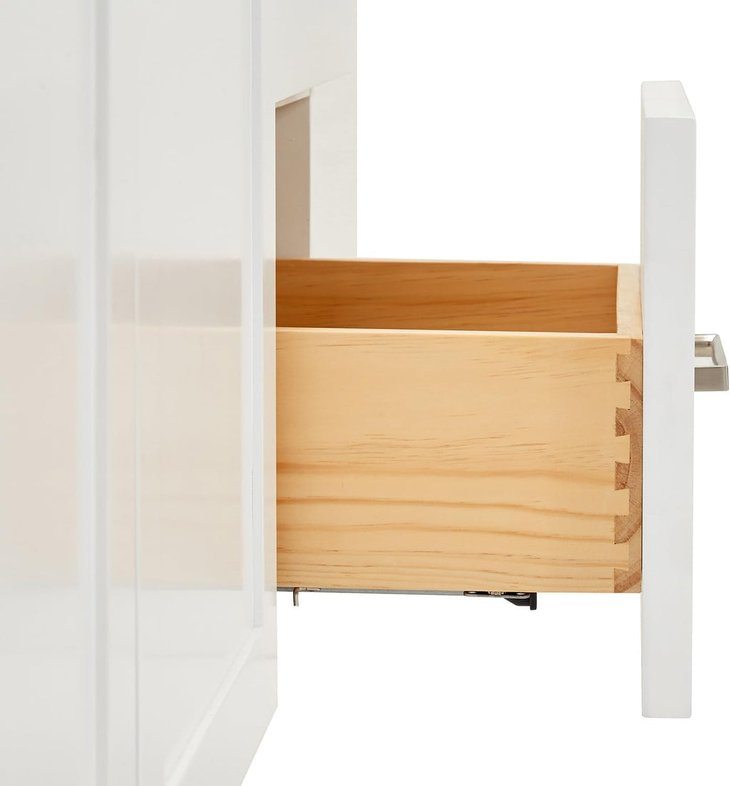ARIEL Hamlet 60-inch Bathroom Vanity with Sink,Solid Wood, 1.5-inch Carrara White Quartz Countertop & Backsplash, Single Oval Porcelain Sink, 2 Soft Closing Doors, 4 Dovetail Drawers, White