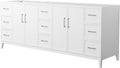 Wyndham Collection Elan 84 Inch Double Bathroom Vanity in White, No Countertop, No Sink, Brushed Nickel Trim