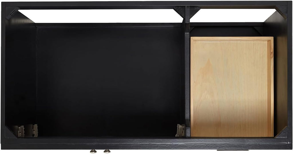 DKB Bradford 42' Black Bathroom Vanity with Sink, Oval Undermount, 1.5' Carrara Quartz Countertop, Solid Wood Frame, 2 Soft-Closing Doors, 2 Full Extension Drawers, Brushed Nickel