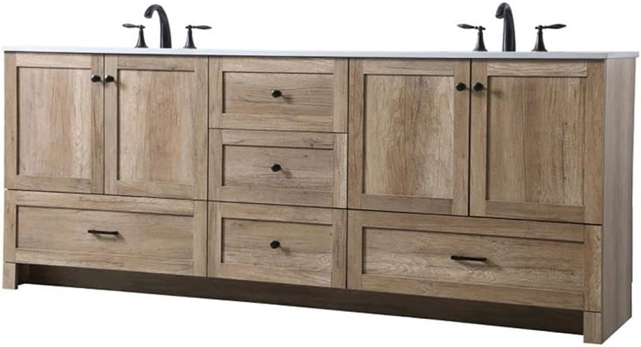 Elegant Kitchen and Bath Soma 84' Solid Wood Double Bathroom Vanity in Oak