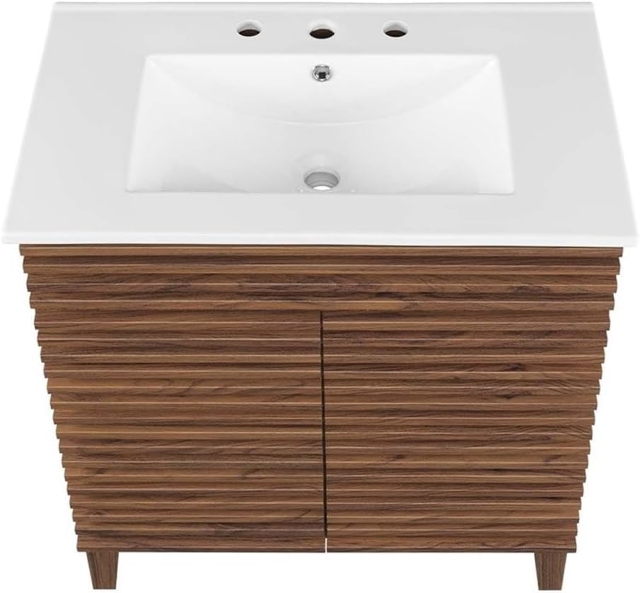 Modway Render 30' Bathroom Vanity with Sink in Walnut White