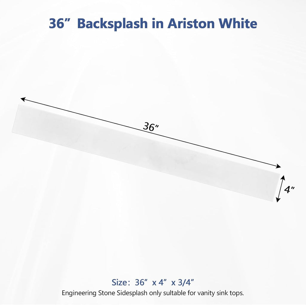 36 in. W x 4 in. H Engineered Stone Backsplash for Bathroom Vanity Sink Top in Ariston White