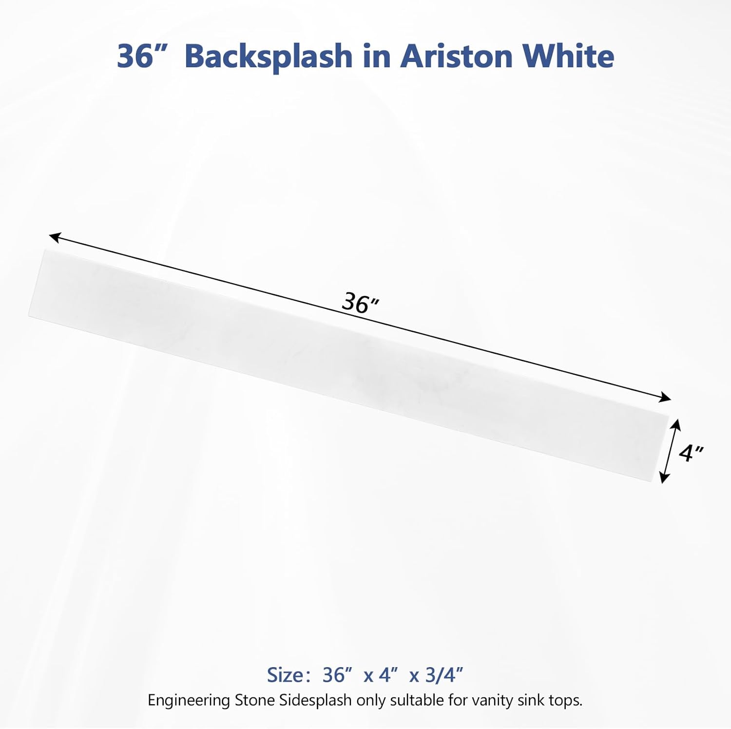 36 in. W x 4 in. H Engineered Stone Backsplash for Bathroom Vanity Sink Top in Ariston White