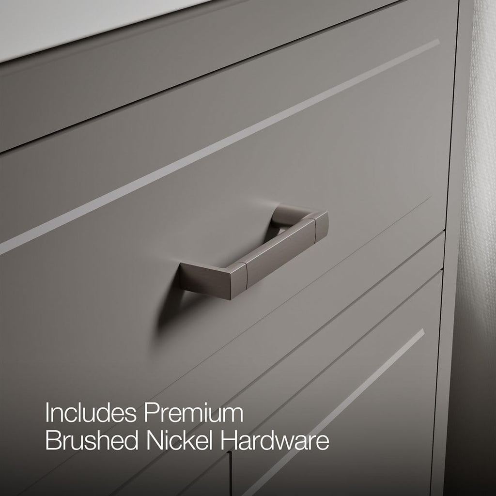 Kohler Seer 30 Inch Bathroom Vanity Cabinet with White Single Sink and Quartz Top, Modern Bathroom Vanity, Mohair Gray, K-33552-ASB-1WT