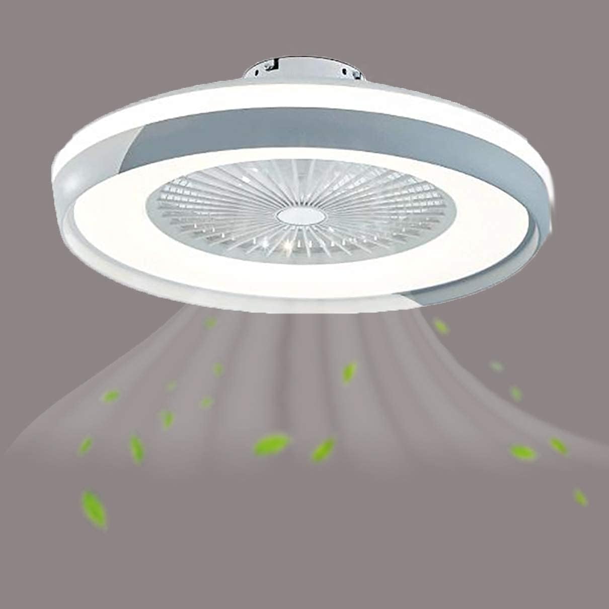 Led Quiet Fan with Ceiling Light and Remote Control 72W Dimmable 3 Speeds Bedroom Ceiling Fan Light with Timer Φ50Cm Modern Living Room Fan Ceiling Light,Gray