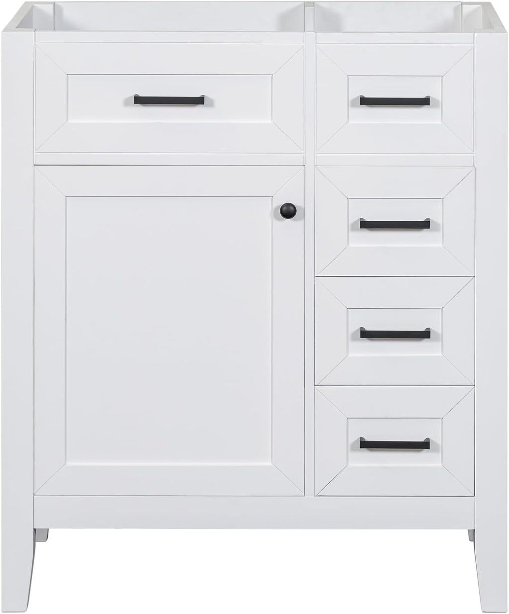 30 Inch Bathroom Vanity Without Sink, Base Only, Storage Cabinet with Doors and Drawers, White