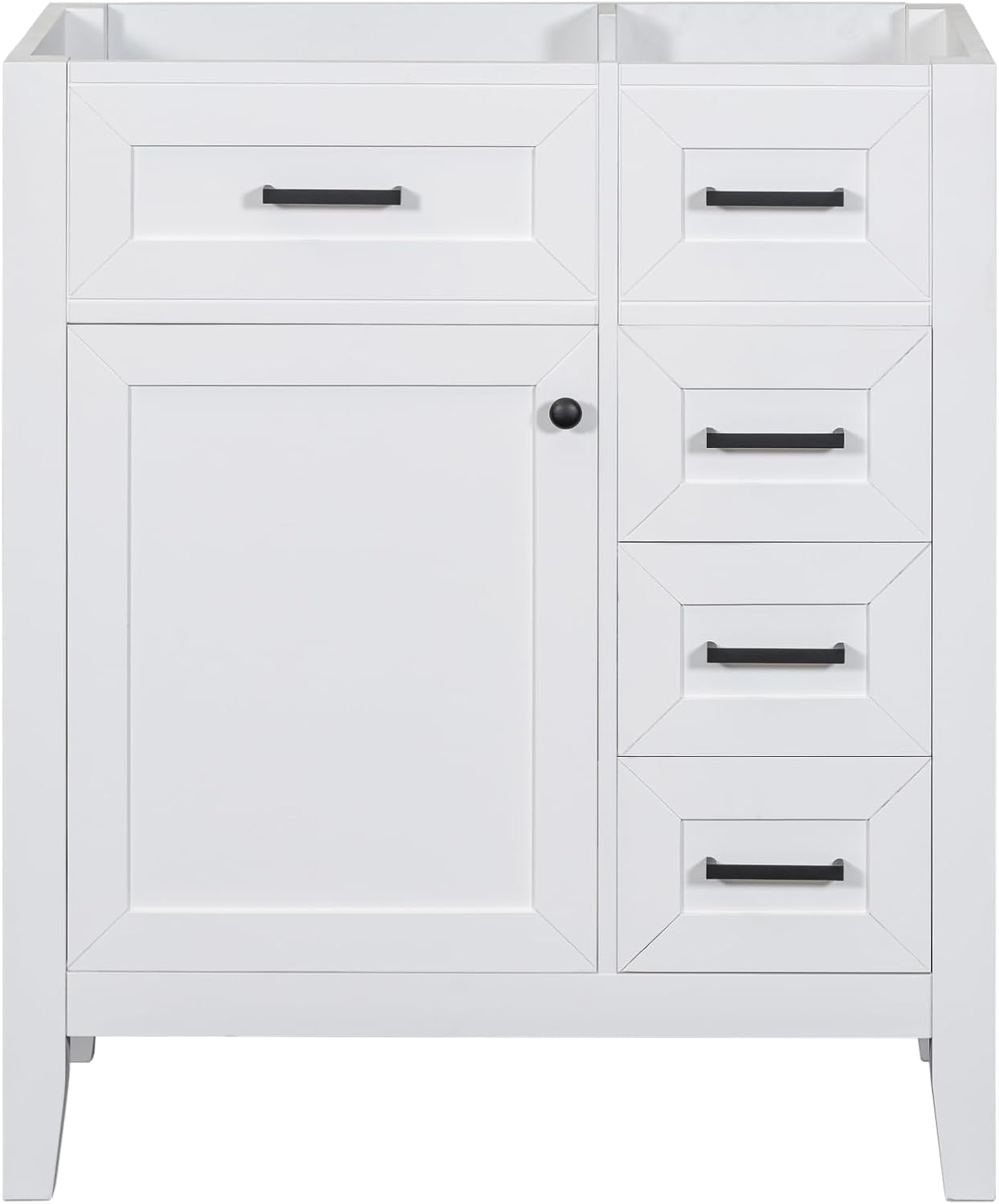 30 Inch Bathroom Vanity Without Sink, Base Only, Storage Cabinet with Doors and Drawers, White
