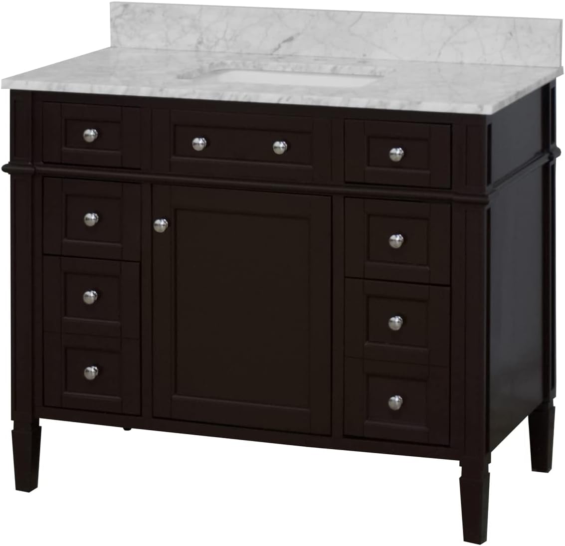Kitchen Bath Collection Hailey 42-inch Bathroom Vanity (Carrara/Chocolate): Includes Chocolate Cabinet with Authentic Italian Carrara Marble Countertop and White Ceramic Sink