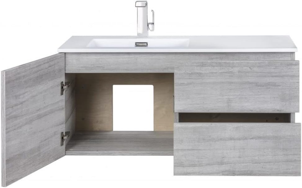 Cutler Kitchen and Bath Beachwood 42 in. W x 18.25 in. D x 20 in. H Single Sink Wall Mounted Bathroom Vanity in Soho with Cultured Marble Top
