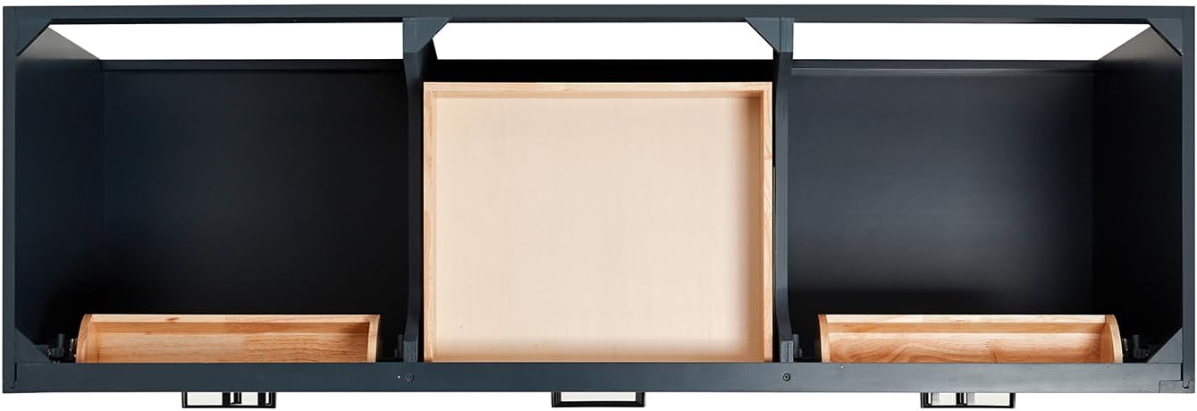 ARIEL Hepburn 66-inch Bathroom Vanity with Sink,Solid Wood, 1.5-inch Italian Carrara Marble Countertop, Double Rectangular Porcelain Sink, 4 Soft Closing Doors, 6 Dovetail Drawers, Midnight Blue