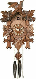 One Day Hand-Carved Cuckoo Clock with Five Maple Leaves & One Bird