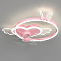 Butterfly Ceiling Fan with Light Pink Ceiling Fan with Lights for Girls Room Heart Dimmable LED Fan Light with Remote Control Kids Ceiling Fan for Bedroom, 6 Speed Reversible Fan