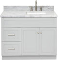 ARIEL 36' Black Bathroom Vanity with Sink, 1.5' Italian Carrara Marble Countertop, Rectangular Undermount Sink, 2 Soft Closing Doors, 2 Dovetail Drawers, Brushed Nickel