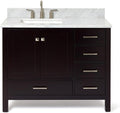ARIEL Cambridge 43 in. Left Offset Rectangle Single Sink Vanity with Carrara White Marble Countertop in Espresso