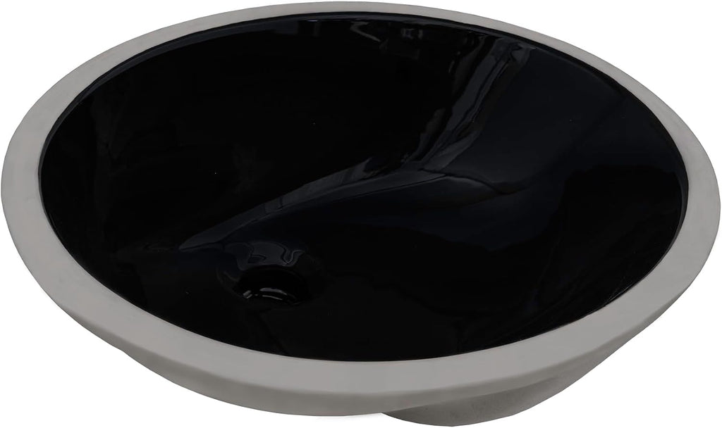 Ruvati 16 x 13 inch Undermount Bathroom Sink Black Oval Porcelain Ceramic with Overflow - RVB0618BK