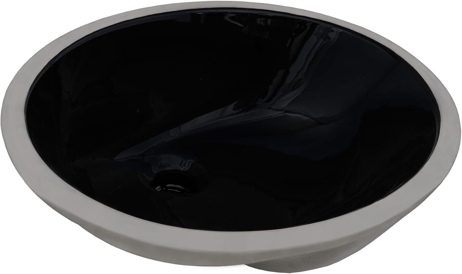 Ruvati 16 x 13 inch Undermount Bathroom Sink Black Oval Porcelain Ceramic with Overflow - RVB0618BK