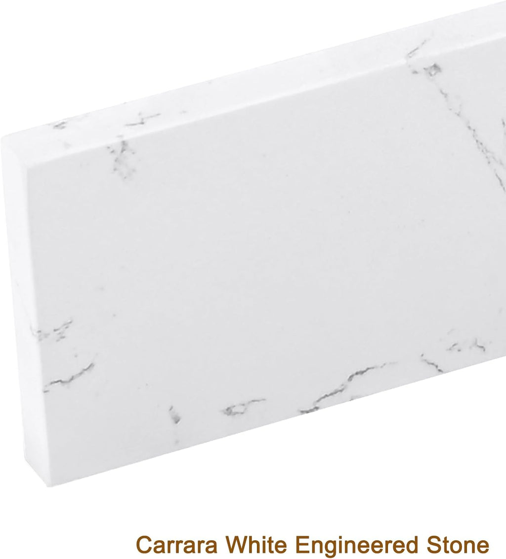 36 in. W x 4 in. H Engineered Stone Backsplash for Bathroom Vanity Sink Top in Carrara White