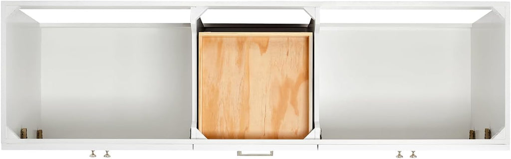 ARIEL Hamlet 72-inch Bathroom Vanity with Sink,Solid Wood, 1.5-inch Pure White Quartz Countertop & Backsplash, Double Rectangular Porcelain Sink, 4 Soft Closing Doors, 3 Dovetail Drawers, White