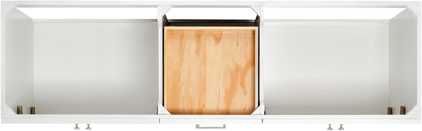 ARIEL Hamlet 72-inch Bathroom Vanity with Sink,Solid Wood, 1.5-inch Pure White Quartz Countertop & Backsplash, Double Rectangular Porcelain Sink, 4 Soft Closing Doors, 3 Dovetail Drawers, White