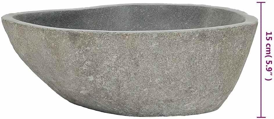 vidaXL Wash Basin, Bathroom Sink Bath Wash Bowl, Vanity Sink Bathroom Basin Small Bathroom Sink, Countertop Wash Basin Wash Sink, River Stone Oval