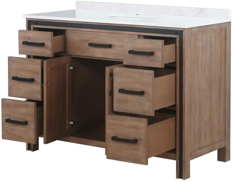 Ziva 48 in W x 22 in D Rustic Barnwood Bath Vanity and Cultured Marble Top