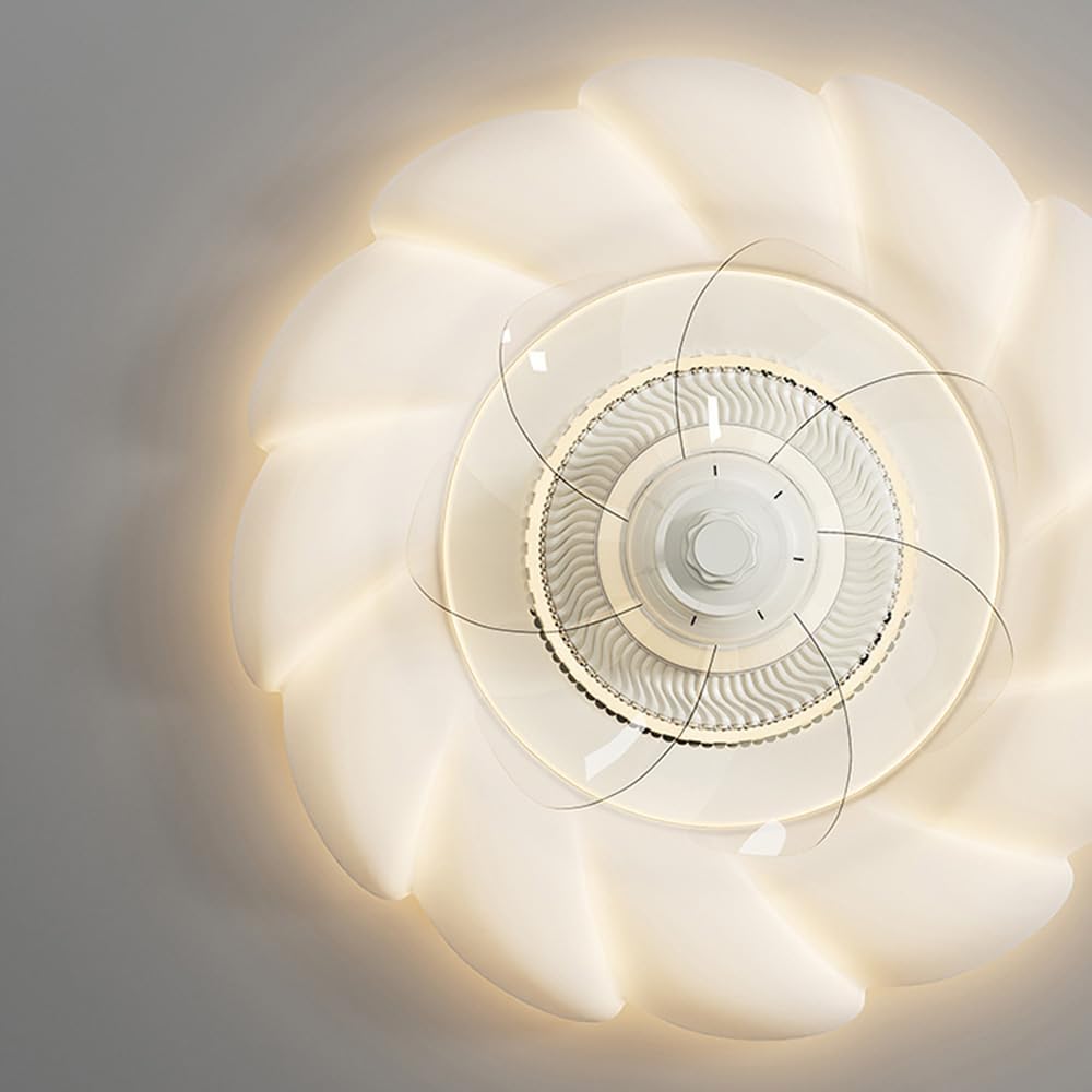Mid Century Modern Ceiling Fan with Light Flush Mount Dimmable LED Ceiling Fan Light with Remote Reversible Fan 360° Oscillating Fan Light for Girls Bedroom Kitchen Living Room Dining Room