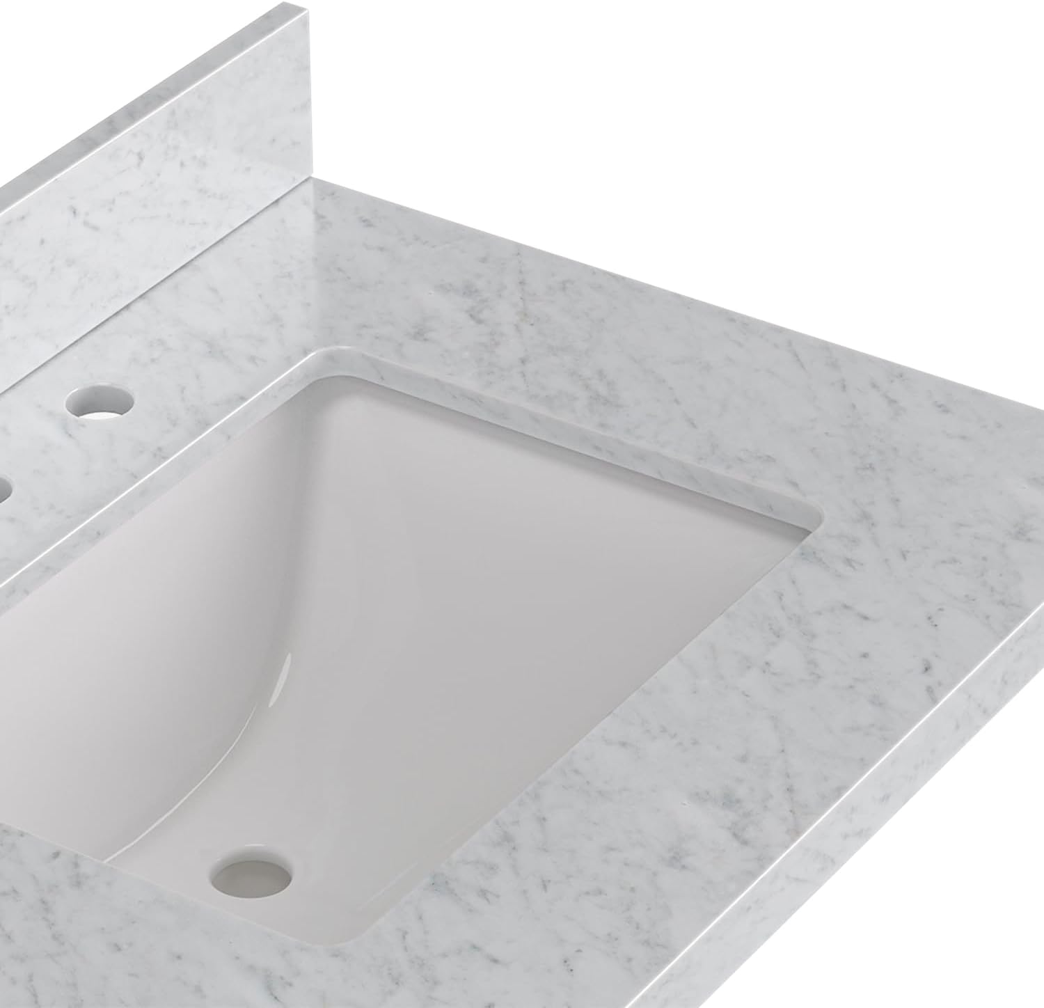 ARIEL Hepburn 66-inch Bathroom Vanity with Sink,Solid Wood, 1.5-inch Italian Carrara Marble Countertop, Double Rectangular Porcelain Sink, 4 Soft Closing Doors, 6 Dovetail Drawers, Brown Oak