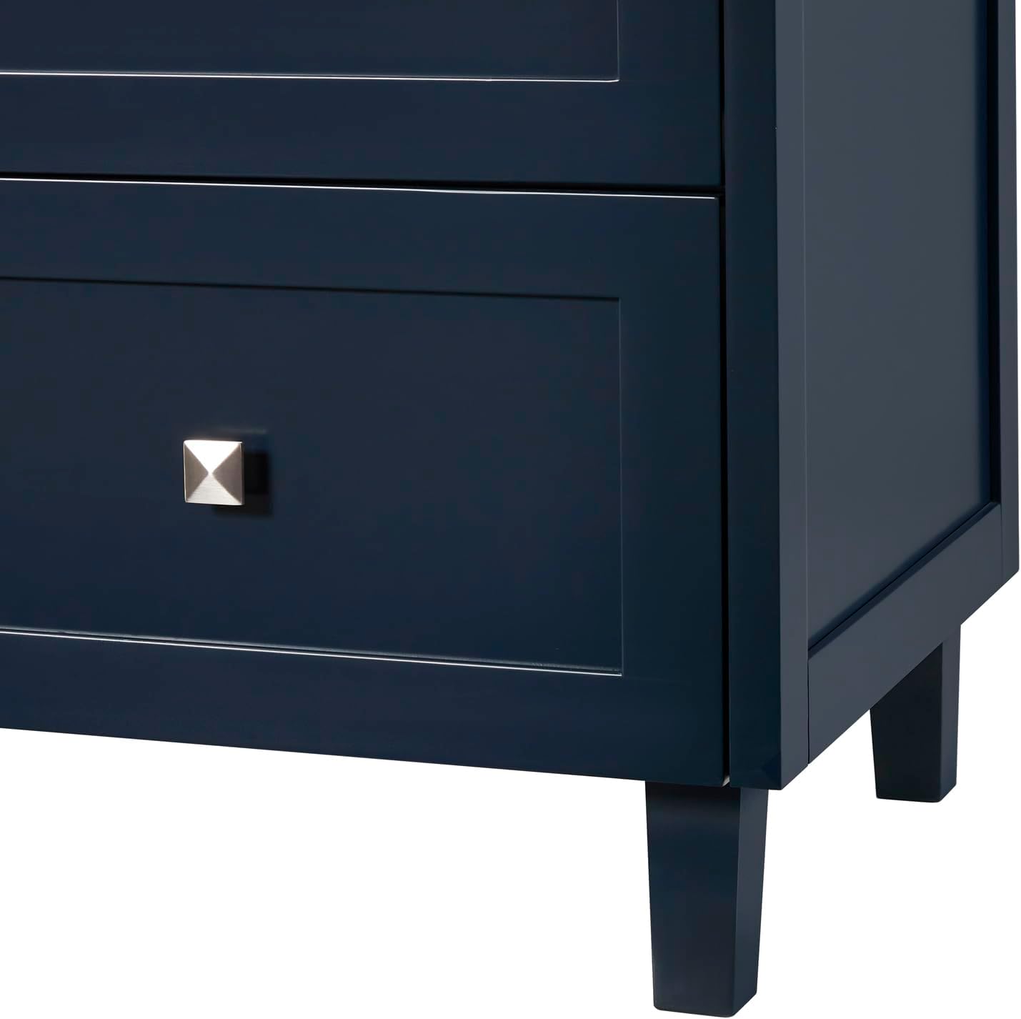 ARIEL Monroe 66-inch Bathroom Vanity with Sink,Solid Wood, 1.5-inch Italian Carrara Marble Countertop & Backsplash, Single Oval Porcelain Sink, 9 Dovetail Drawers, Midnight Blue