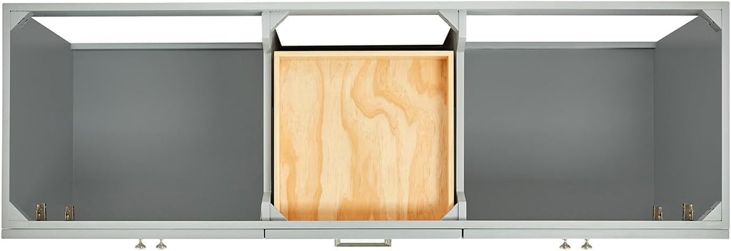 ARIEL Hamlet 66-inch Bathroom Vanity with Sink,Solid Wood, 1.5-inch Carrara White Quartz Countertop & Backsplash, Double Oval Porcelain Sink, 4 Soft Closing Doors, 3 Dovetail Drawers, Grey