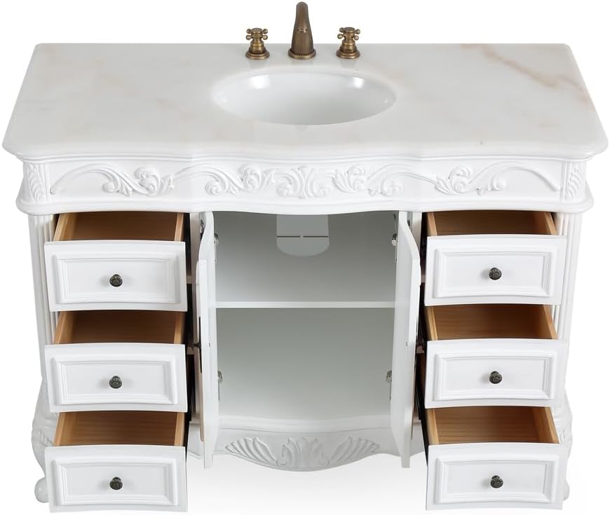 42' Traditional Style Antique White Beckham Bathroom sink vanity SW-3882W-AW-42