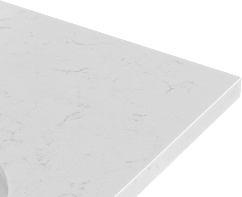 ARIEL West 60 Inch Wall-Mounted Double Rectangle Sink Bathroom Vanity with Carrara White Quartz Countertop 1.5 Inch in Mocha