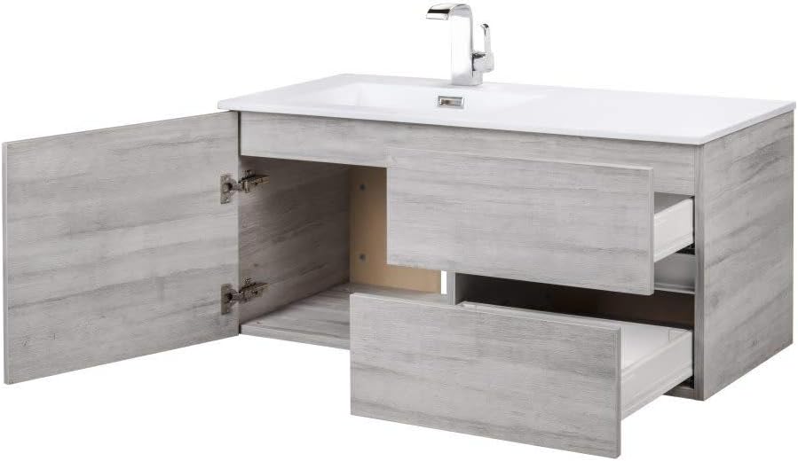 Cutler Kitchen and Bath Beachwood 42 in. W x 18.25 in. D x 20 in. H Single Sink Wall Mounted Bathroom Vanity in Soho with Cultured Marble Top