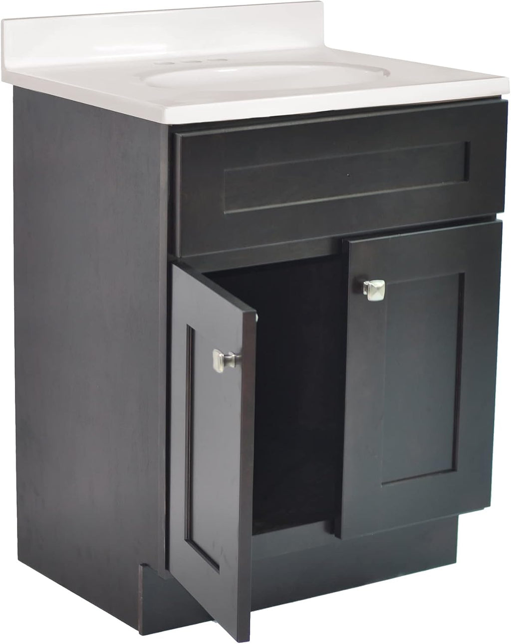Design House Brookings 25 Inch Bathroom Vanity with Top, Ready to Assemble, Brown, 584755