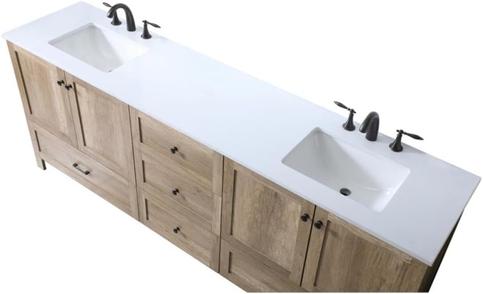 Elegant Kitchen and Bath Soma 84' Solid Wood Double Bathroom Vanity in Oak