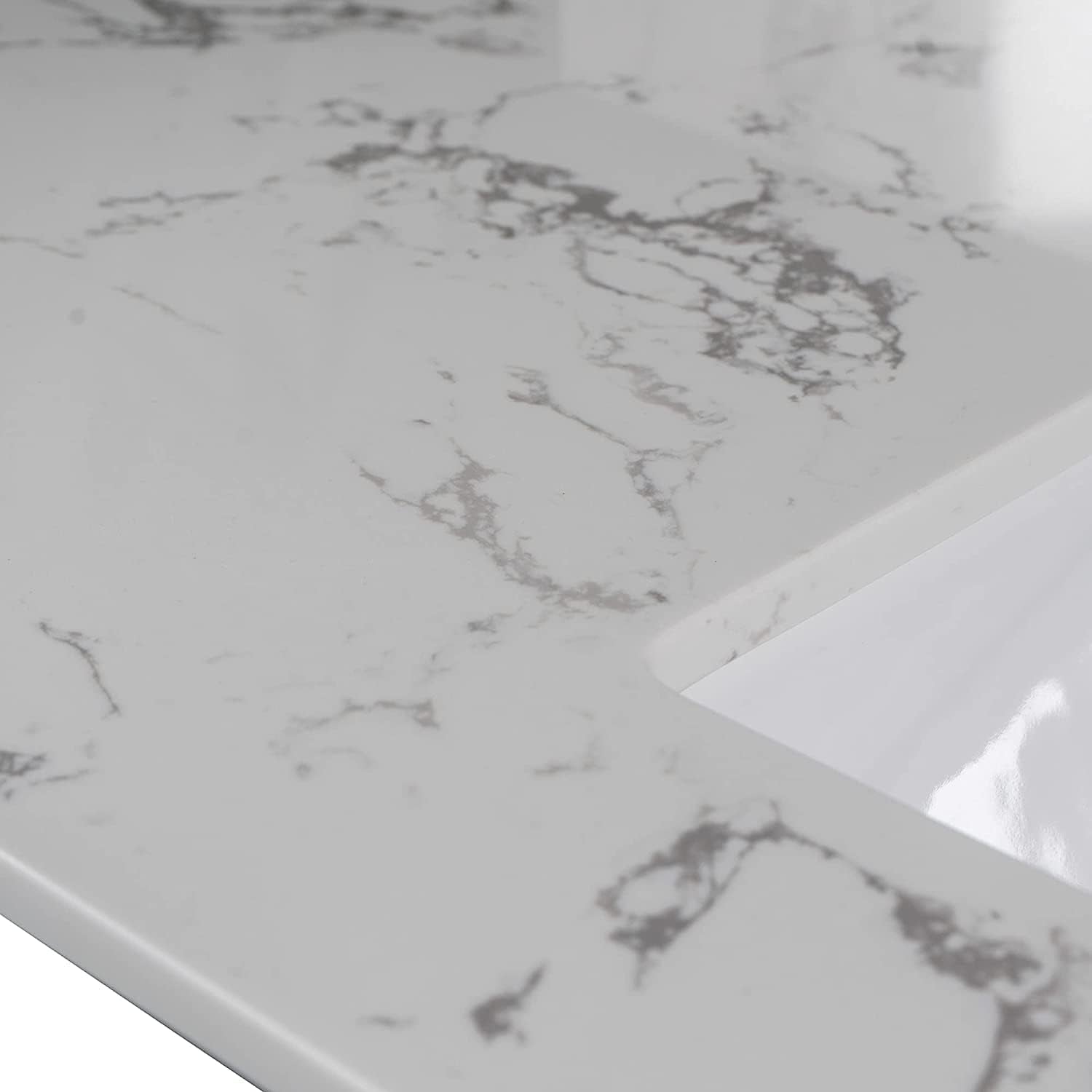 Marble White Stone Vanity Top - 37 Inch Vanity Sink Tops, Gorgeous Counter top with Ceramic Sink & Backsplash for Bathroom Kitchen, No Cabinet