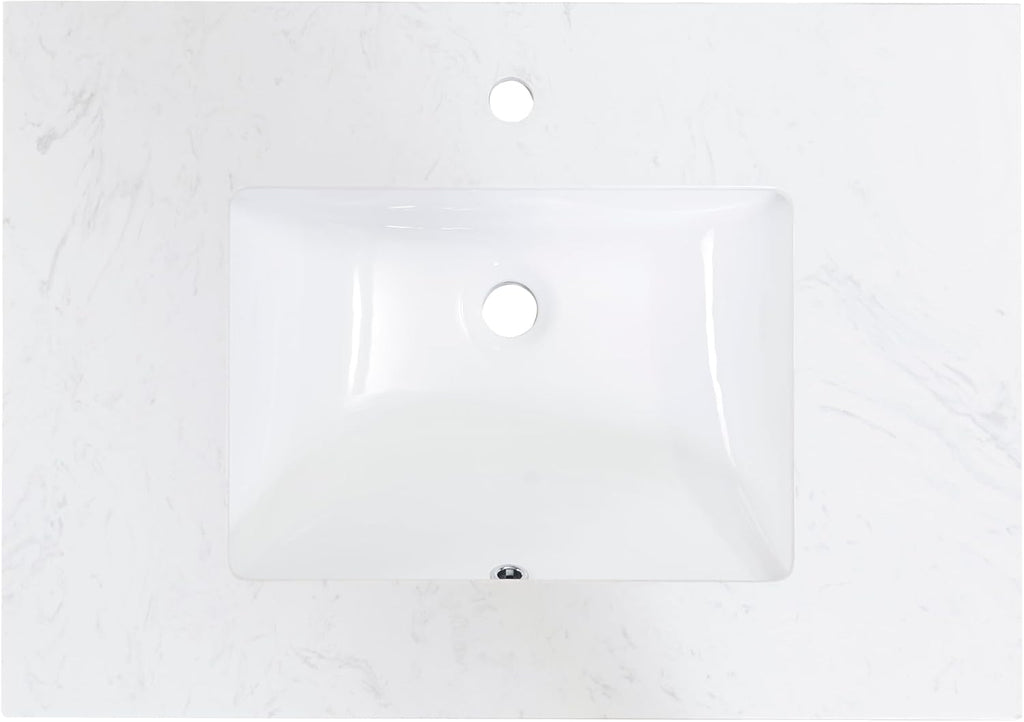 73 in. Composite Stone Double Basin Vanity Top in White with White Basins
