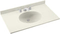 Swan VT01937.018 Ellipse 37-in L x 19-in W x 7.25-in H Solid Surface Vanity Top, Bisque