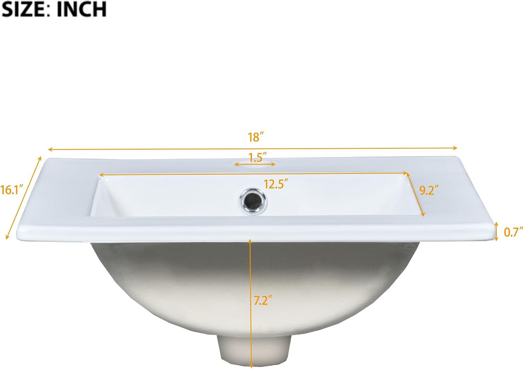 VilroCaz Modern 18'' Bathroom Vanity with Top Sink, Freestanding Bathroom Storage Cabinet with Door and Adjustable Shelf, Single Sink Cabinet with Nordic Style Legs (White-Retro)