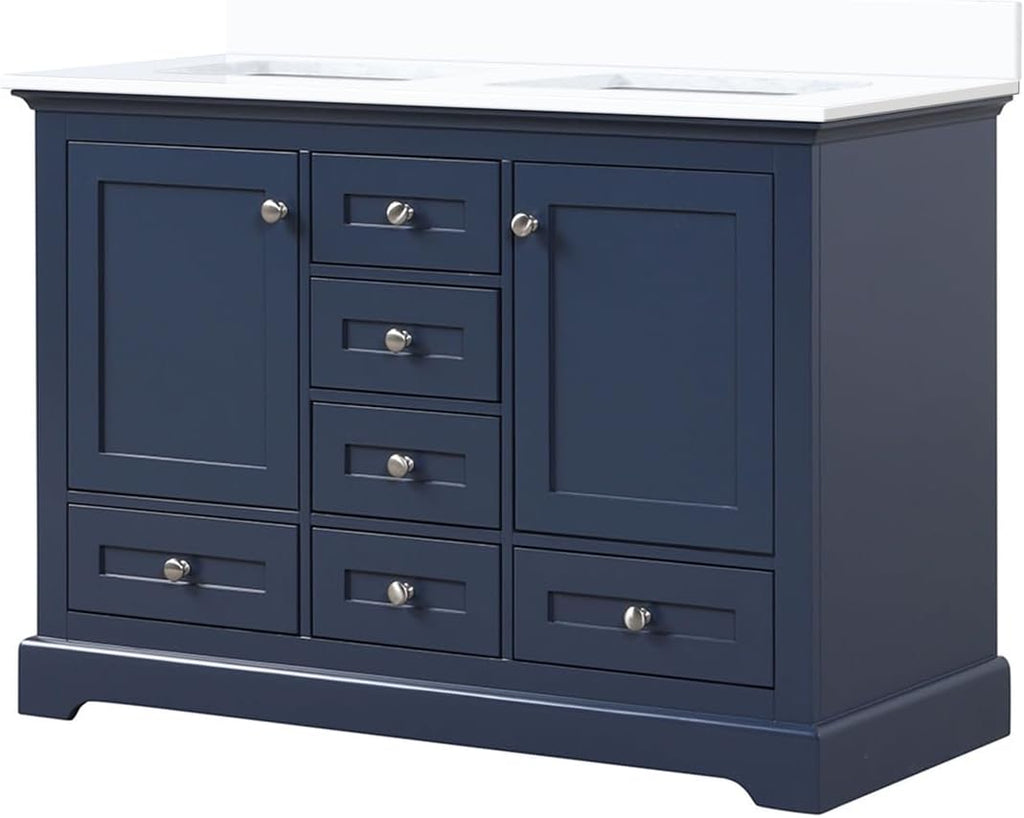 Dukes 48 in. W x 22 in. D Navy Blue Double Bath Vanity and Cultured Marble Top