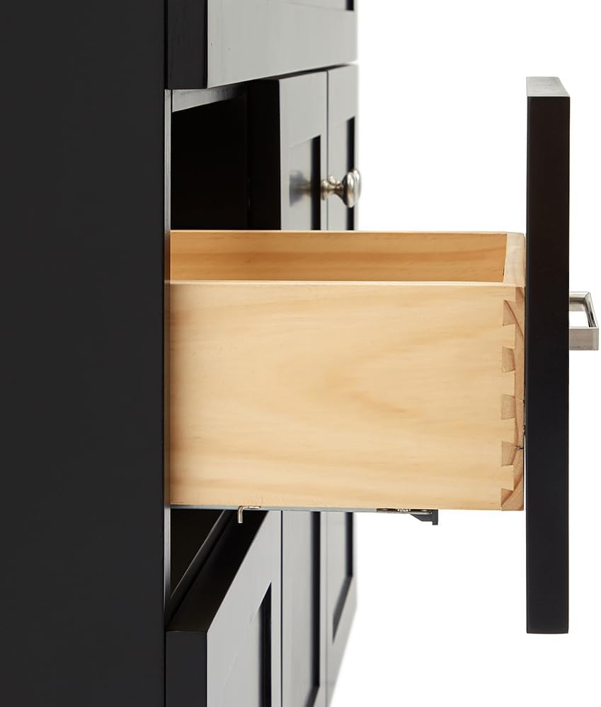 ARIEL Hamlet 36-inch Bathroom Vanity with Sink,Solid Wood, 1.5-inch Italian Carrara Marble Countertop, Single Rectangular Porcelain Sink, 2 Soft Closing Doors, 2 Dovetail Drawers, Black
