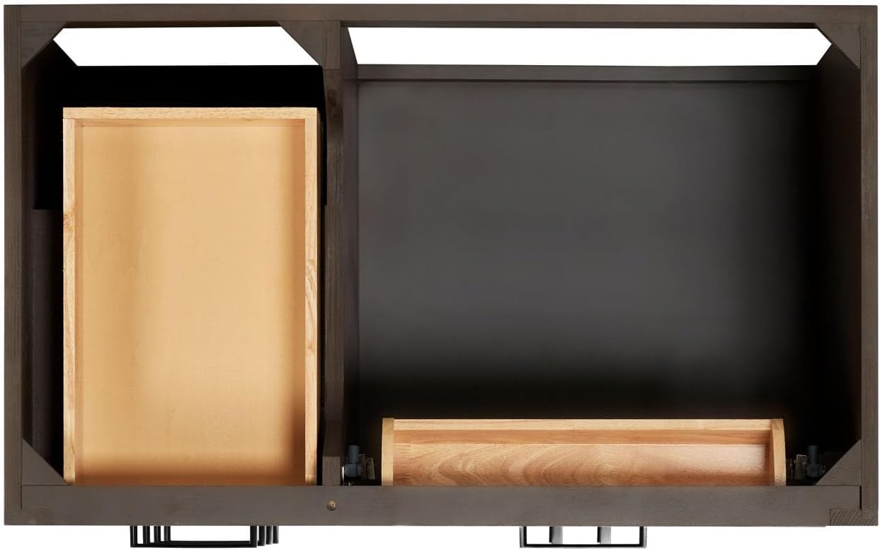 ARIEL Hepburn 36-inch Bathroom Vanity with Sink,Solid Wood, 1.5-inch Carrara White Quartz Countertop, Single Rectangular Porcelain Sink, 2 Soft Closing Doors, 5 Dovetail Drawers, Brown Oak