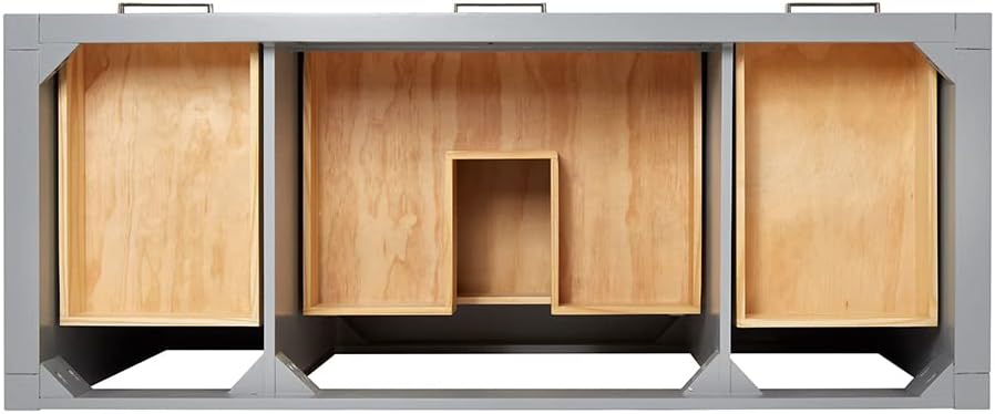ARIEL Bristol 54-inch Bathroom Vanity with Sink,Solid Wood, 1.5-inch Italian Carrara Marble Countertop, Single Rectangular Porcelain Sink, 2 Soft Closing Doors, 5 Dovetail Drawers, Grey