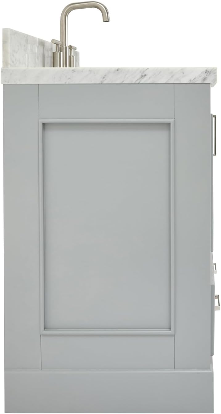 ARIEL Stafford 36-inch Bathroom Vanity with Sink,Solid Wood, 1.5-inch Italian Carrara Marble Countertop, Single Rectangular Porcelain Sink, Soft Closing Doors, Dovetail Drawers, Grey