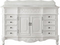 56 Inch Morton Antique Style White Single Sink Bathroom Vanity | White Quartz Top - CF-2815W-AW-56