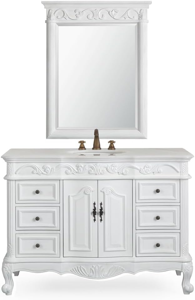 42' Traditional Style Antique White Beckham Bathroom sink vanity SW-3882W-AW-42