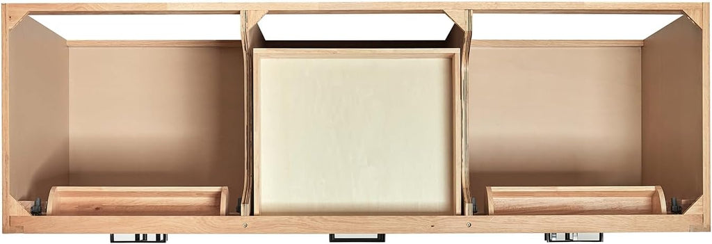 ARIEL Hepburn 66-inch Bathroom Vanity with Sink,Solid Wood, 1.5-inch Carrara White Quartz Countertop, Double Rectangular Porcelain Sink, 4 Soft Closing Doors, 6 Dovetail Drawers, White Oak