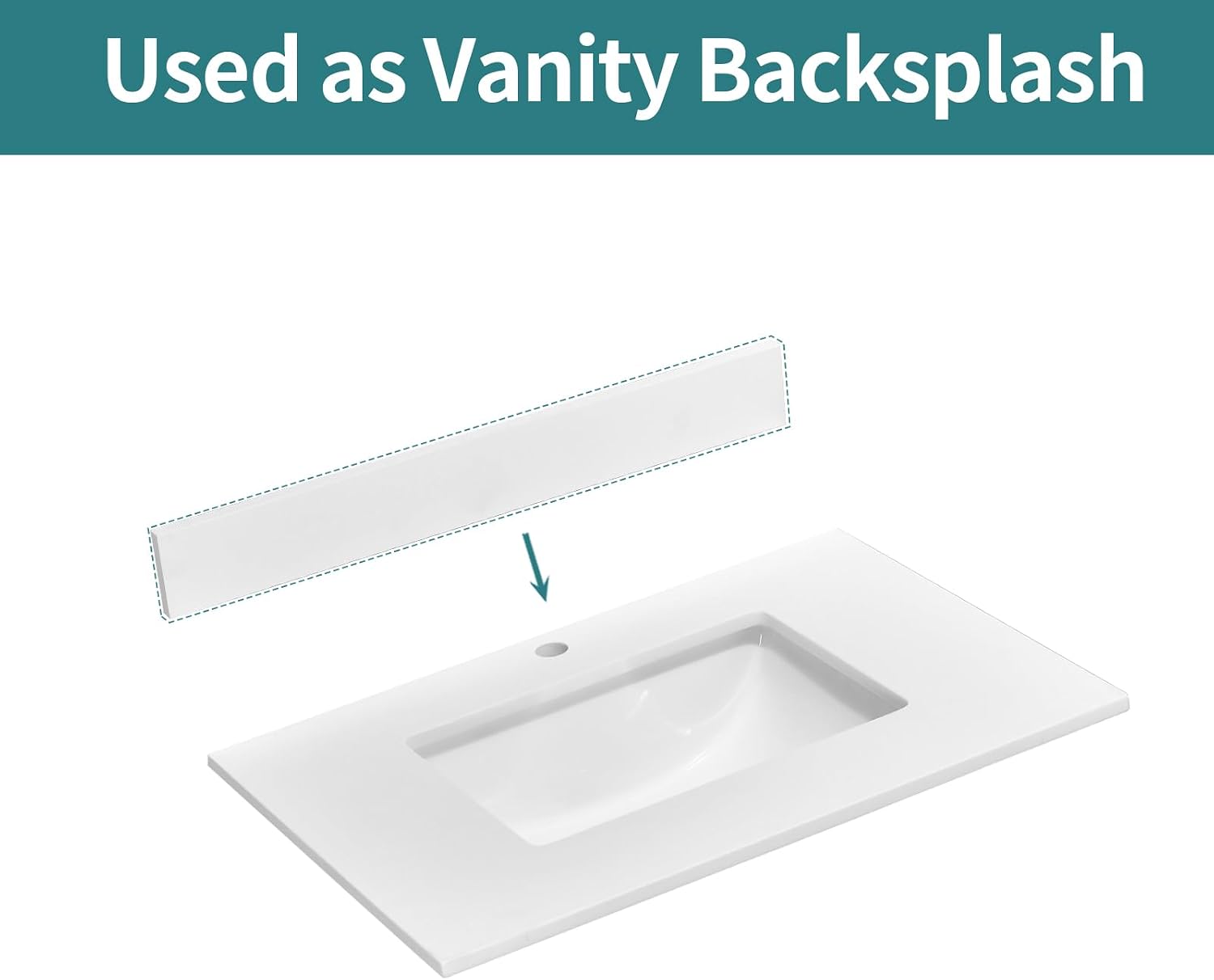 30 Inch Backsplash in Pure White, Quartz Backsplash for Bathroom Vanity Sink Top, 30 in. W x 4 in. H Universal Bathroom Vanity Backsplashes