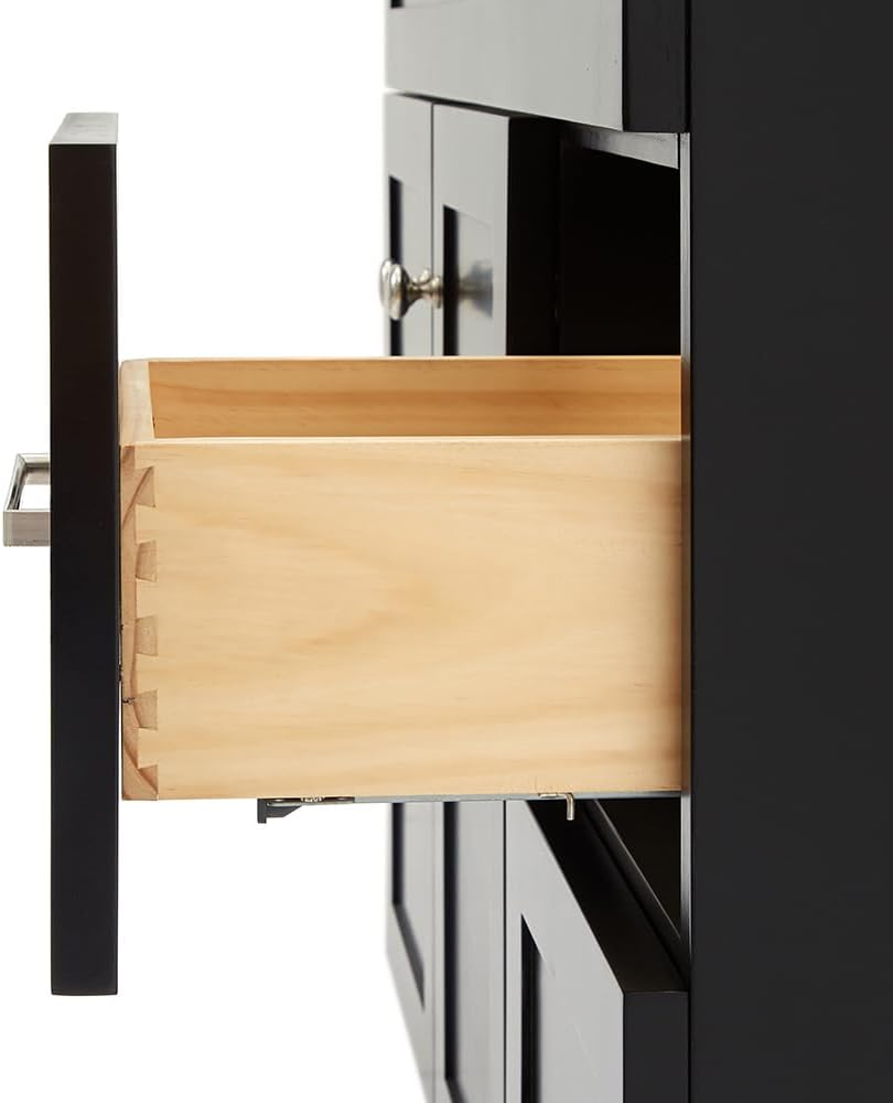 DKB Bradford 36' Black Single Bathroom Vanity with Sink, 1.5' Edge Italian Carrara Marble Countertop, Oval Undermount Sink, 2 Soft-Closing Doors, 2 Dovetail Drawers