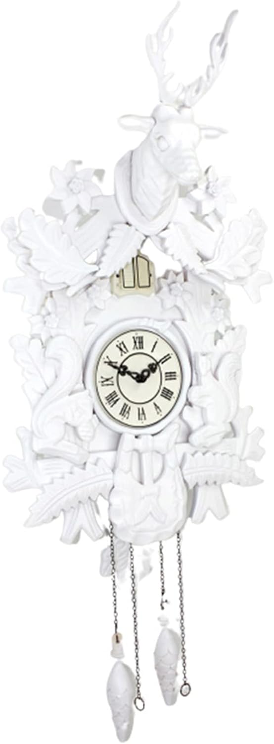 Cuckoo Clock,Wooden Wall Clock,Cuckoo Clock with Night Mode, Hand Carved Bird, Weights and Swinging Pendulum,for Home Decorate